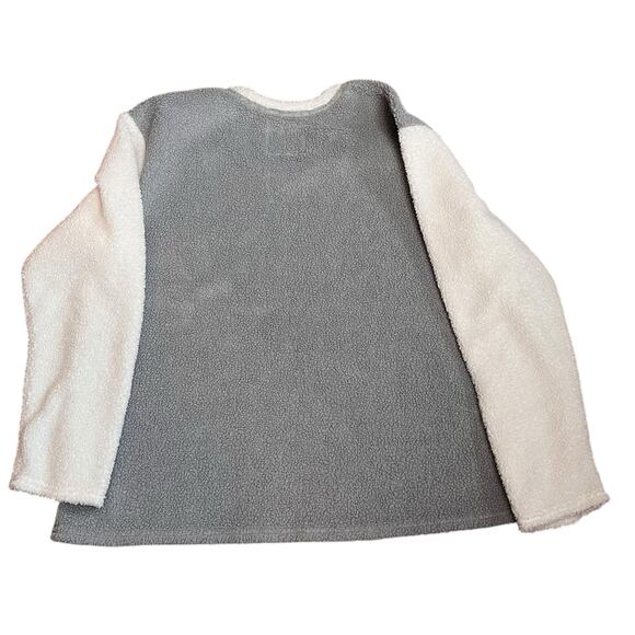 Cuddl Duds Women’s Sherpa Fleece Top Large Gray/White Casual Comfy Relax Boxy - Picture 5 of 7